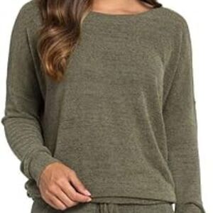 BAREFOOT Dreams Malibu Cozy Chic Green Crew Neck Long Sleeve Sweater XS